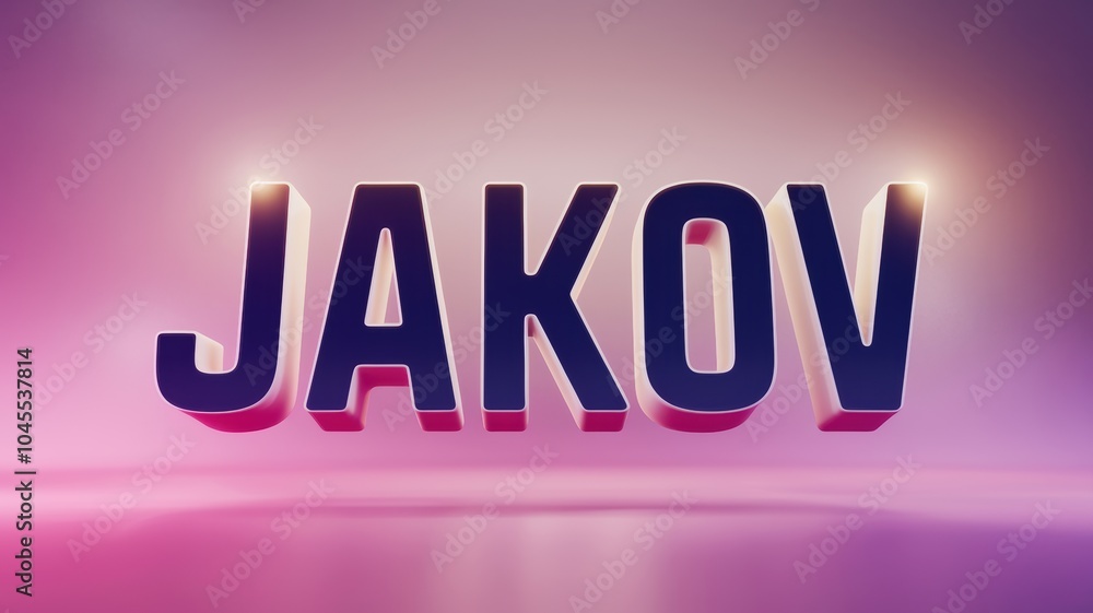 Fototapeta premium 3D Text Rendering: Vibrant 'JAKOV' Text with a Soft Gradient Background for Branding and Promotions