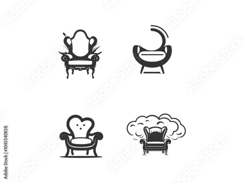 black logo and white background chair set vector, vector and illustration,