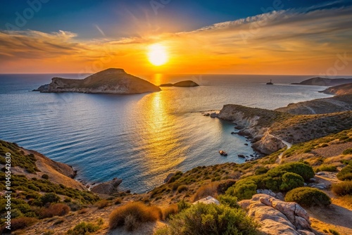 Aerial Silhouette Photography of Donoussa Island in the Cyclades, Greece