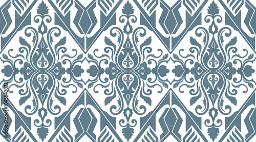 blue temperate ethnic tribal abstract pattern Seamless Geometric Wrap Wallpaper