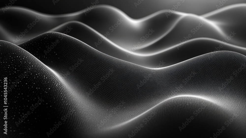 Obraz premium Abstract waves in black and white, creating a smooth texture.