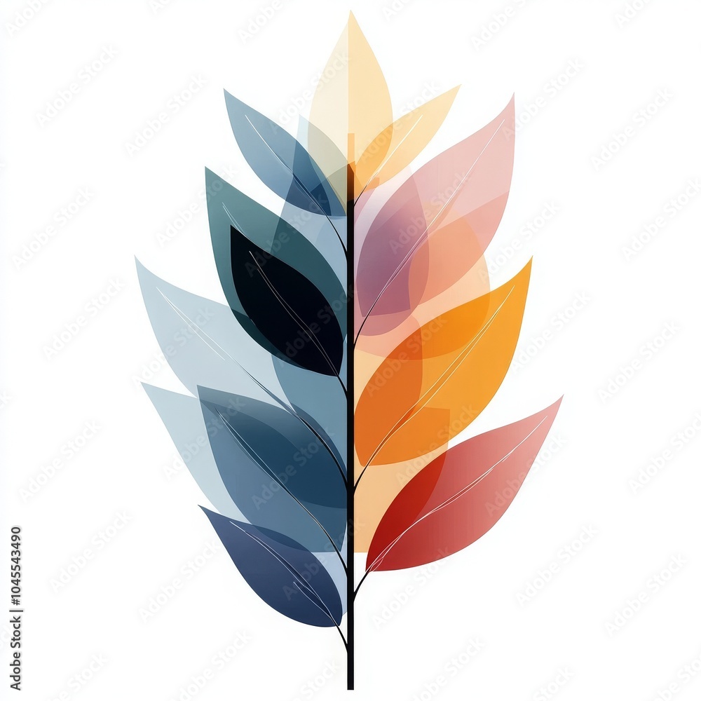 Abstract Colorful Leaf Branch Design Abstract Colorful Leaf Branch Design