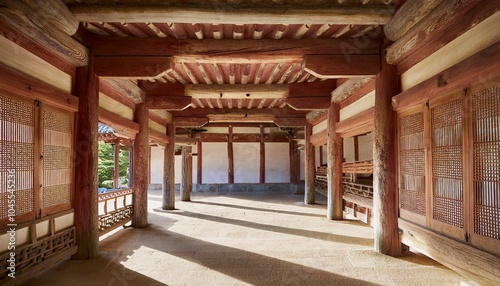 Pillars and rafters of traditional Korean wooden architecture