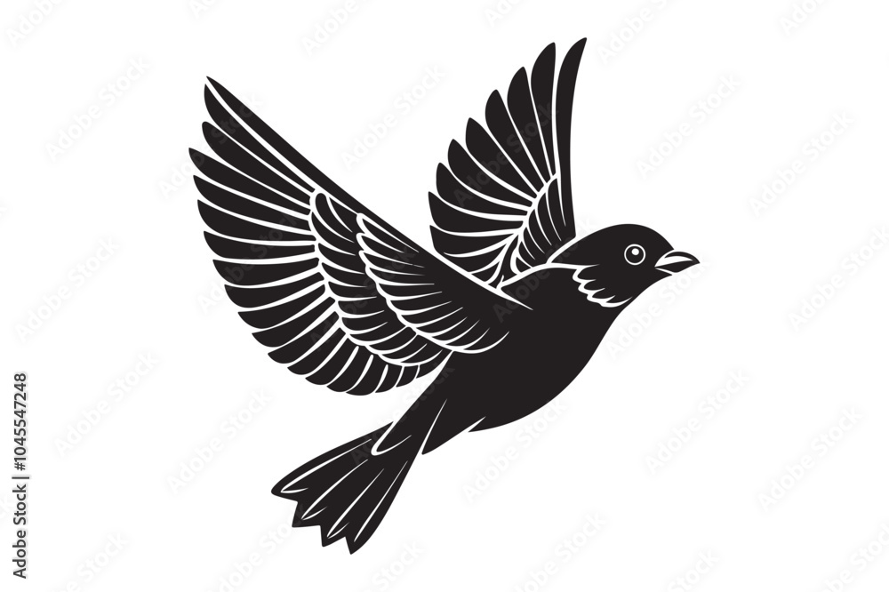 Fototapeta premium Eastern Bluebird Silhouette Vector Illustration Perfect for Print & Digital Projects