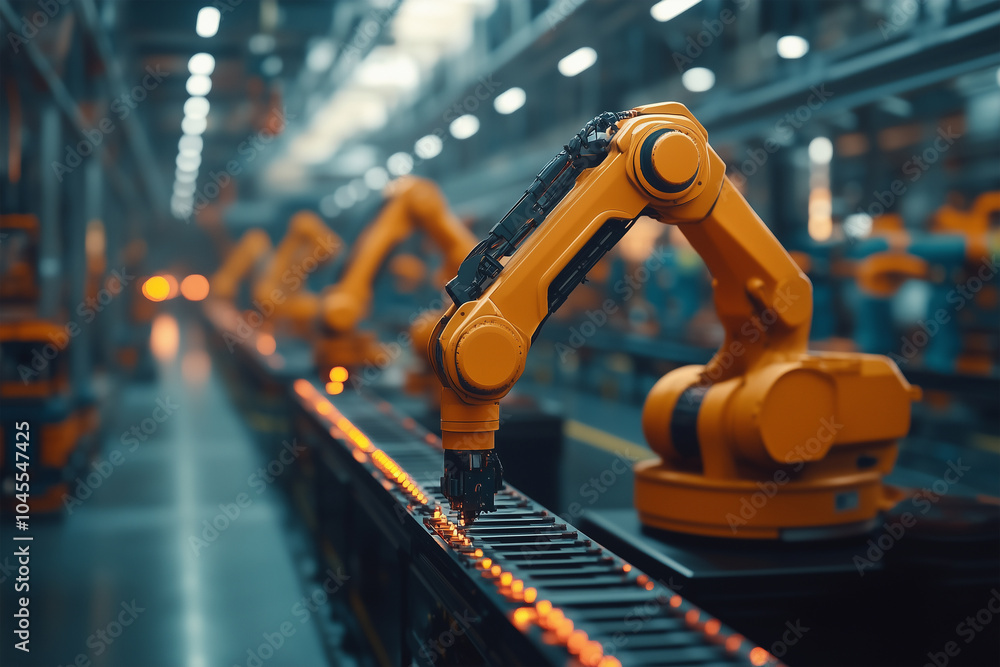 factory warehouse robotic arms and machinery work together to assemble high-tech vehicles with precision and speed factory warehouse robotic arms and machinery work together to assemble high-tech vehicles with precision and speed