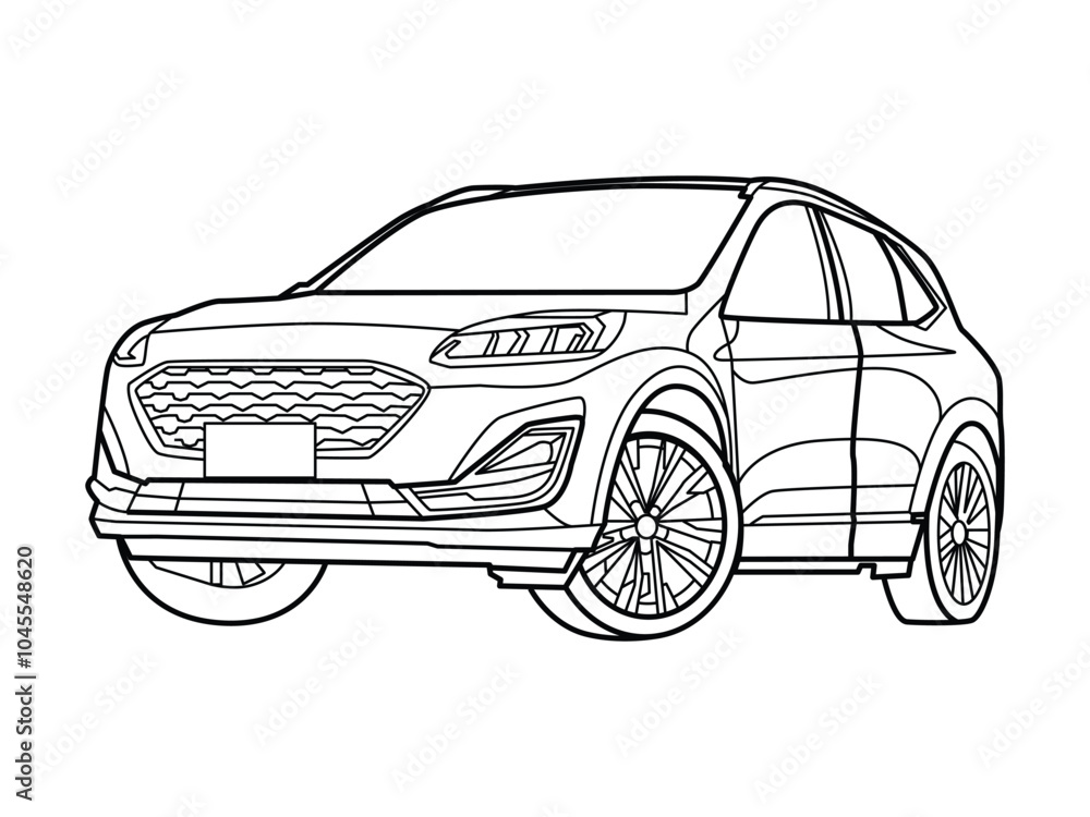 Fototapeta premium SUV car line art illustration