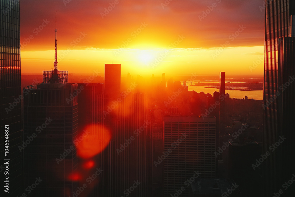 Skyscrapers view at sunset vanilla twilight sky Skyscrapers view at sunset vanilla twilight sky