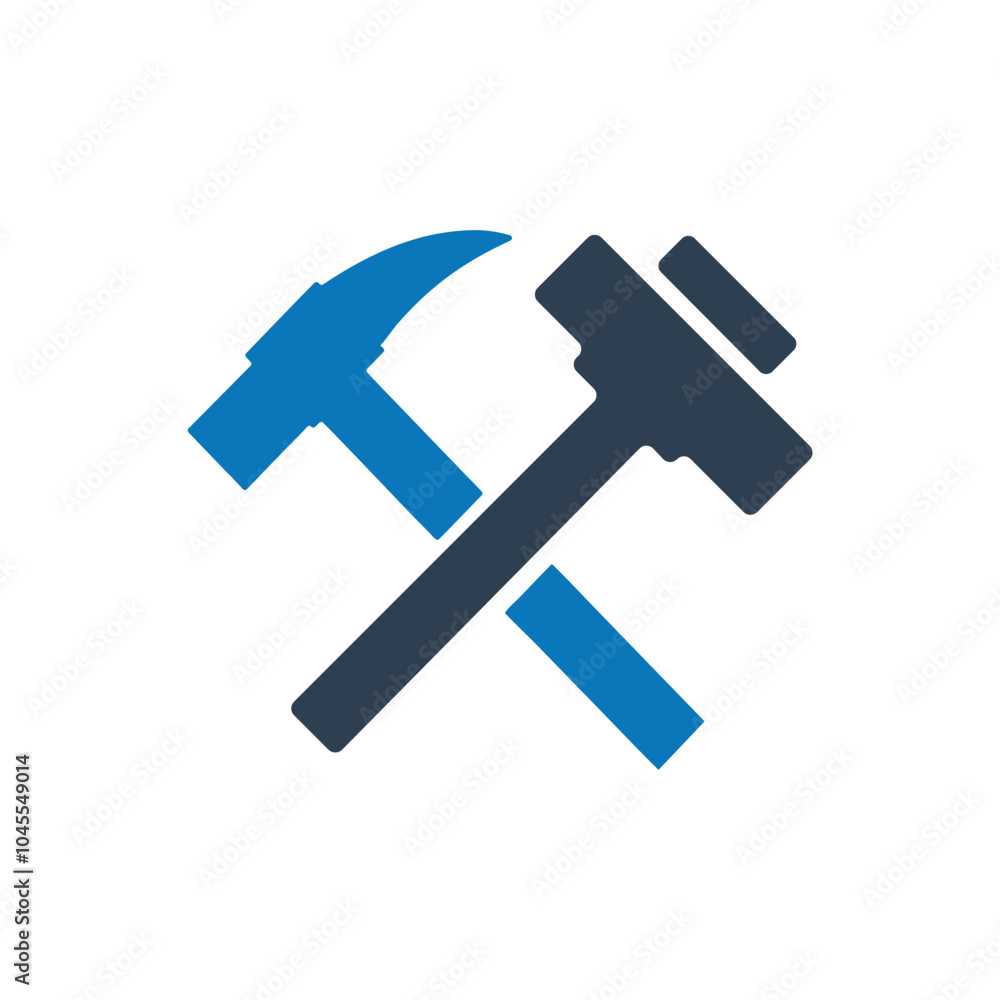 Sledgehammer Pickaxe Tools Vector Icon on white background Sledgehammer Pickaxe Tools Vector Icon on white background