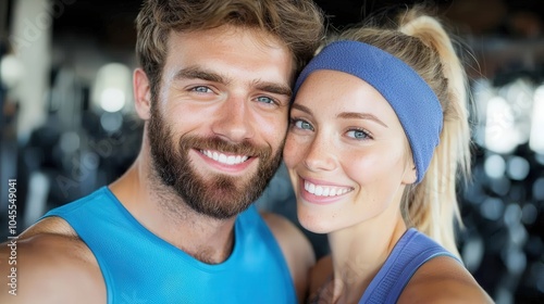 Happy Fit Couple Smiling at Gym Healthy Lifestyle Workout Fitness Motivation