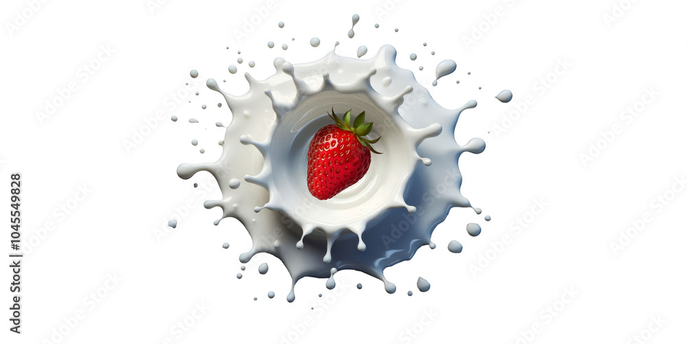 Strawberry falling Into Milk Isolated in white transparent background, Milk and Strawberry PNG. Strawberry falling Into Milk Isolated in white transparent background, Milk and Strawberry PNG.