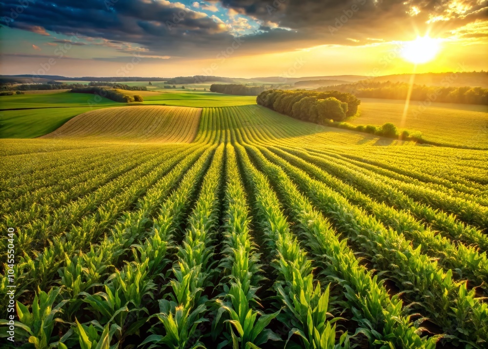 Aerial View of Vibrant Corn Crops in a Lush Green Field – Landscape Photography Aerial View of Vibrant Corn Crops in a Lush Green Field – Landscape Photography