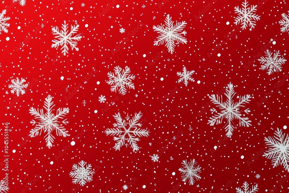 Seamless Vector Pattern of Falling Snowflakes on Red Background, High-Quality Christmas Illustration with High Contrast and Saturation Seamless Vector Pattern of Falling Snowflakes on Red Background, High-Quality Christmas Illustration with High Contrast and Saturation