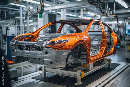 Industrial manufacturer concept Modern automated car production