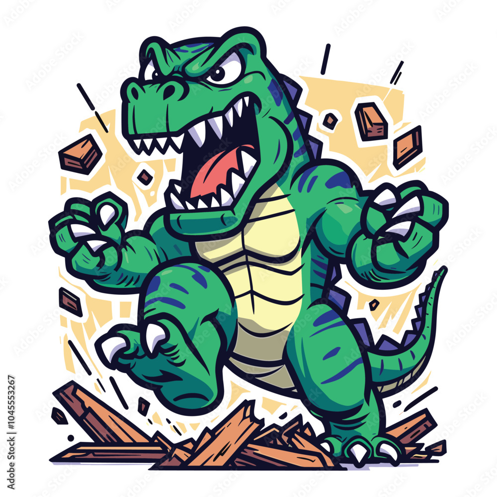 Fototapeta premium angry monster giant reptile illustration