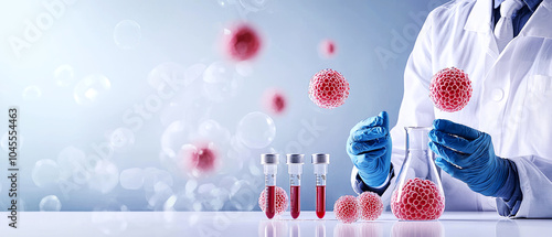 Advanced biotech scene with scientists developing next-level stem cell regeneration techniques, advancement, future healthcare