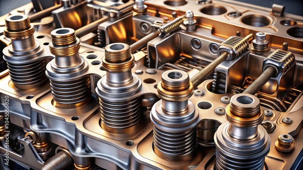 A close-up view of the intricate and polished metallic components of an internal combustion engine, showcasing the complex engineering that powers modern vehicles. A close-up view of the intricate and polished metallic components of an internal combustion engine, showcasing the complex engineering that powers modern vehicles.