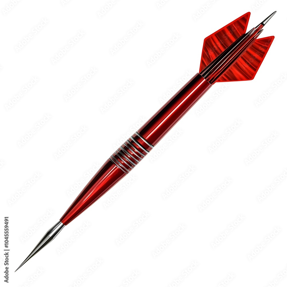 Red Dart with Silver Accents Isolated on White Background Red Dart with Silver Accents Isolated on White Background