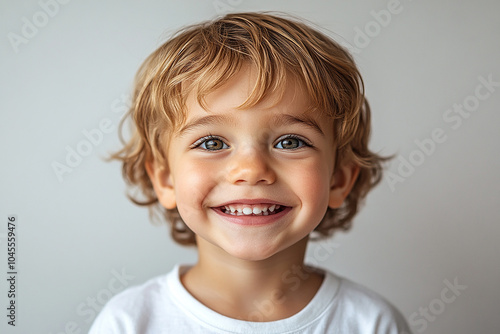 portrait of an white little boy with a smile