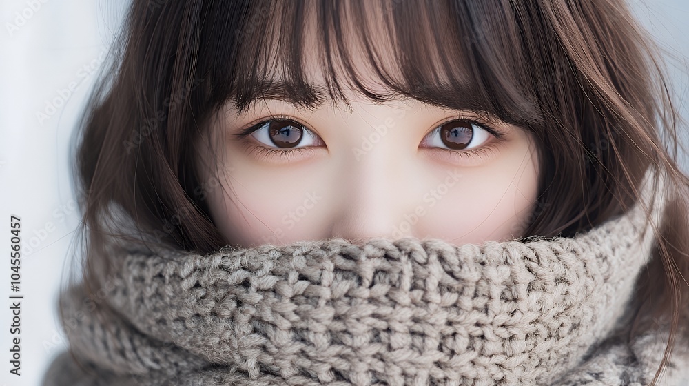 マフラーと日本人女性
マフラーと日本人女性