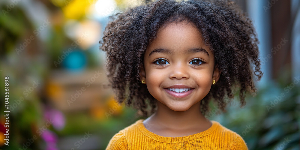 portrait of an black little girl with a smile portrait of an black little girl with a smile