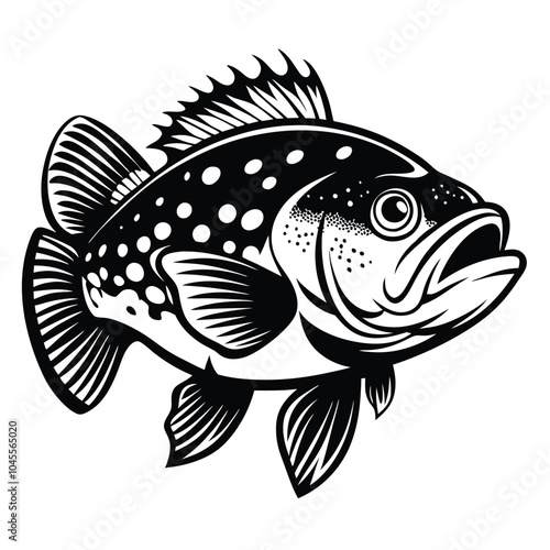 grouper fish vector illustration Isolated white background.