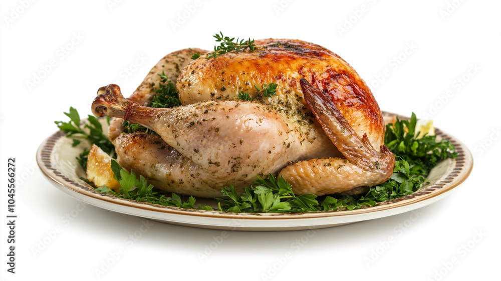 roasted chicken on white background. roasted chicken on white background.