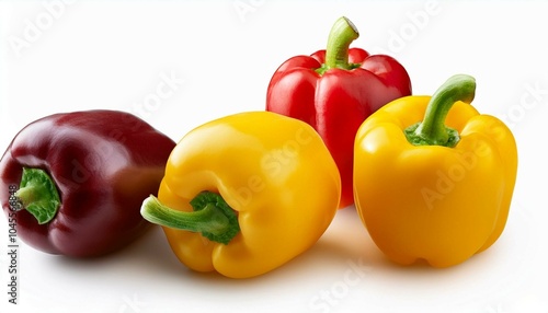 red and yellow peppers isolated on white