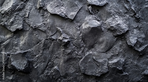 Backdrop of rough grainy stone or sand plaster texture in black or dark gray photo