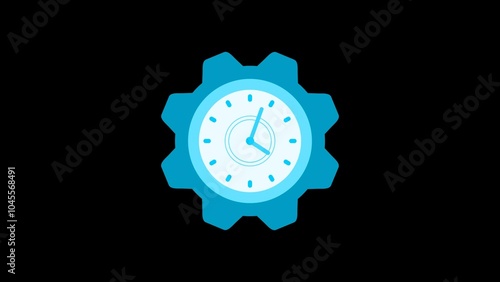 Cyan color gear design counting down clock isolated on black background0 photo