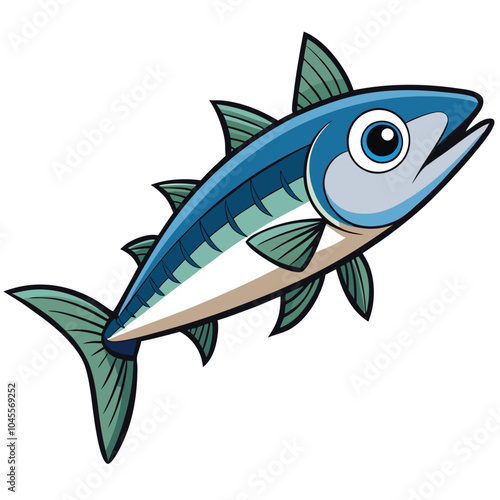 Mackerel fish vector illustration Isolated white background.