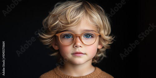 Portrait of a cute little boy with glasses