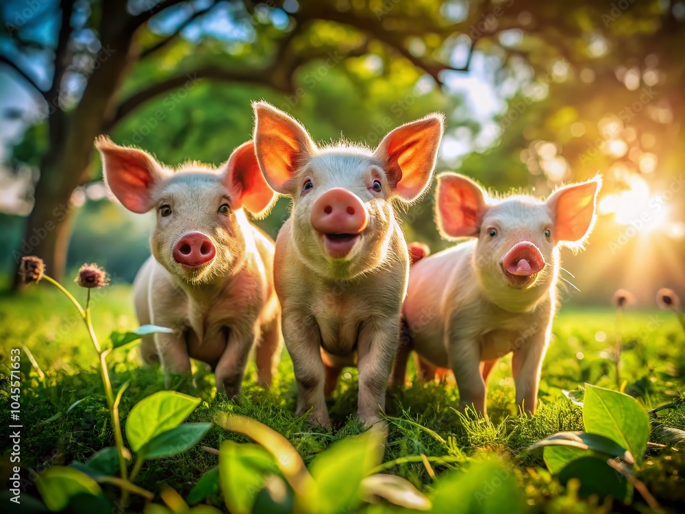 Candid Photography of Playful Pigs in Natural Habitat, Capturing Their Joyful Interactions and Unique Personalities Candid Photography of Playful Pigs in Natural Habitat, Capturing Their Joyful Interactions and Unique Personalities