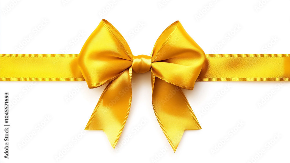 yellow bow with ribbon on a white background. yellow bow with ribbon on a white background.