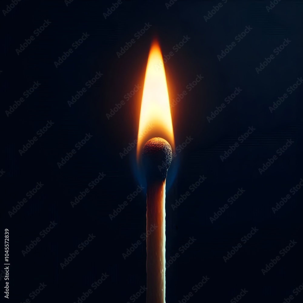 Close-Up of a Lit Matchstick Against Black Background Close-Up of a Lit Matchstick Against Black Background