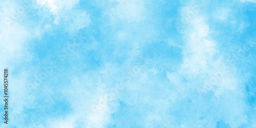 clear blue sky background summer season clouds texture, The summer is colorful clearing day Good weather with natural clouds, Abstract Blue watercolor painted cloudy sky background.