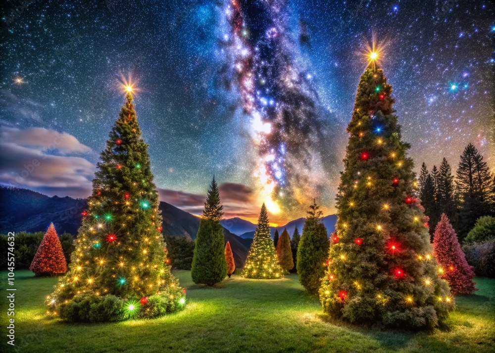 Captivating Long Exposure of Christmas Trees in New Zealand's Scenic Landscape Captivating Long Exposure of Christmas Trees in New Zealand's Scenic Landscape
