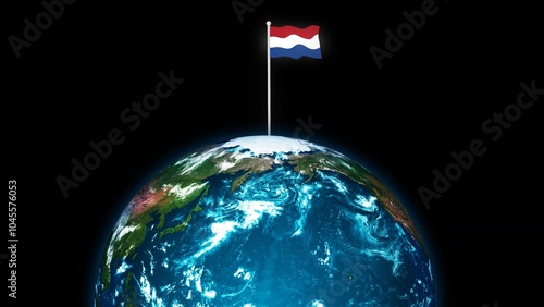 Netherlands flying flag wave on earth