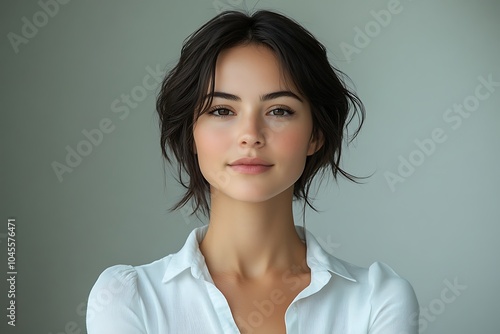 Studio portrait of a beautiful young woman on a green background