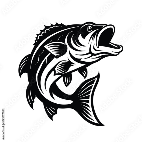 Snapper fish vector silhouette illustration Isolated white background.