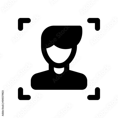 Face Recognition Glyph Icon. Single icon, glyph vector icon