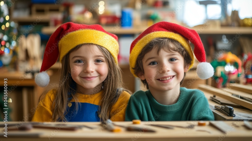 Two kids in hats Two kids in hats