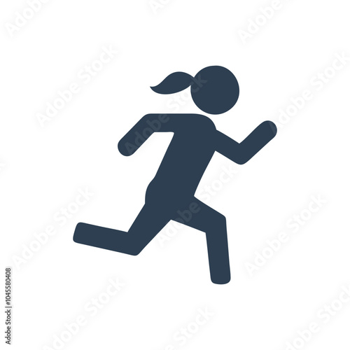 Woman sprinter icon on white background