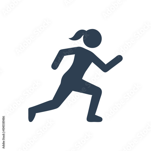 Woman sprinter icon on white background