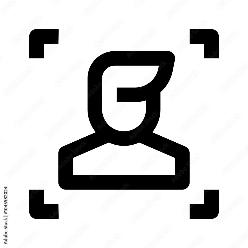 Face Recognition Simple Line Icon. Single icon, line vector icon Face Recognition Simple Line Icon. Single icon, line vector icon
