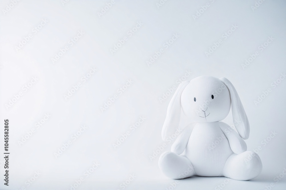 White Plush Bunny Toy Isolated on White Background White Plush Bunny Toy Isolated on White Background