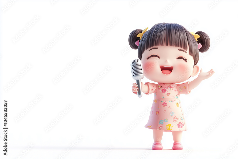 a joyful singing girl while maintaining the vivid, chibi-style character design in 3D with high-quality textures and lighting
a joyful singing girl while maintaining the vivid, chibi-style character design in 3D with high-quality textures and lighting