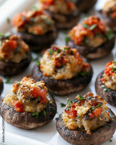 Vegetarian Stuffed Mushrooms on a Plate