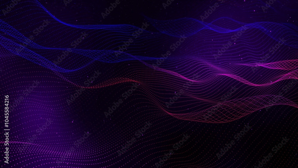 Purple blue colour technology digital particle line wave background Purple blue colour technology digital particle line wave background