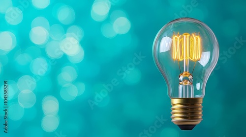 A single lightbulb with a vivid bokeh background, symbolizing the birth of ideas and imaginative thinking lightbulb, creativity, bokeh, idea