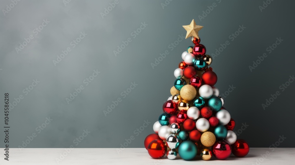 Miniature Christmas tree made of round beads of different colors and sizes. Celebrating New Year, Christmas
Miniature Christmas tree made of round beads of different colors and sizes. Celebrating New Year, Christmas